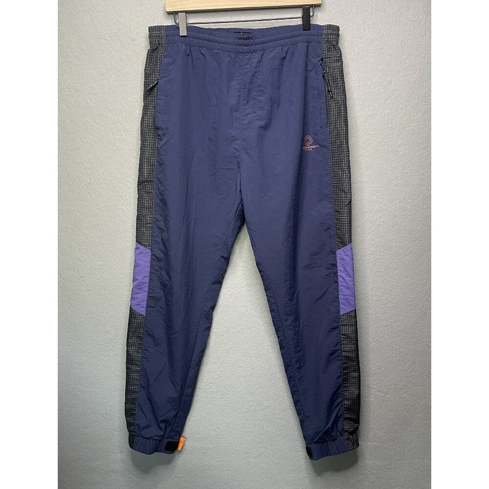 Bershka Mens Track Pants L Purple & Plaid Side Panels Polyester Activewear